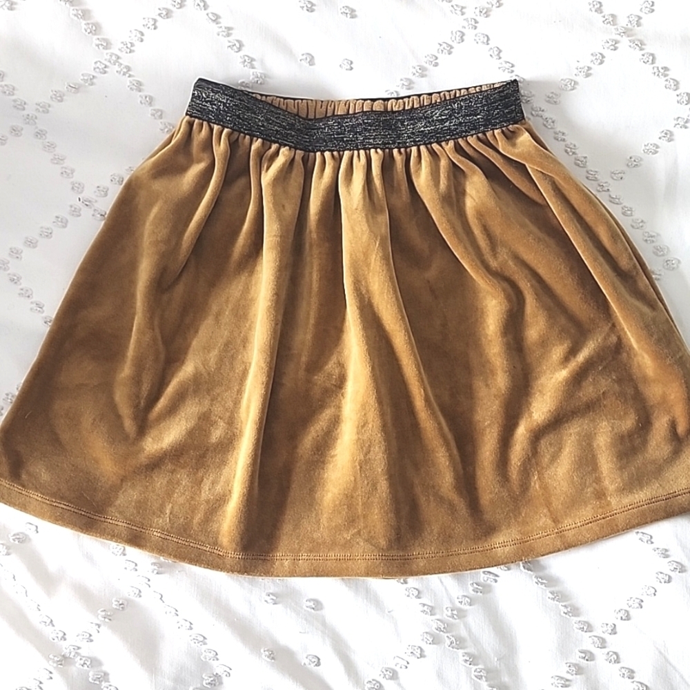 Tea Collection velvet gold mini skirt size 10 girls